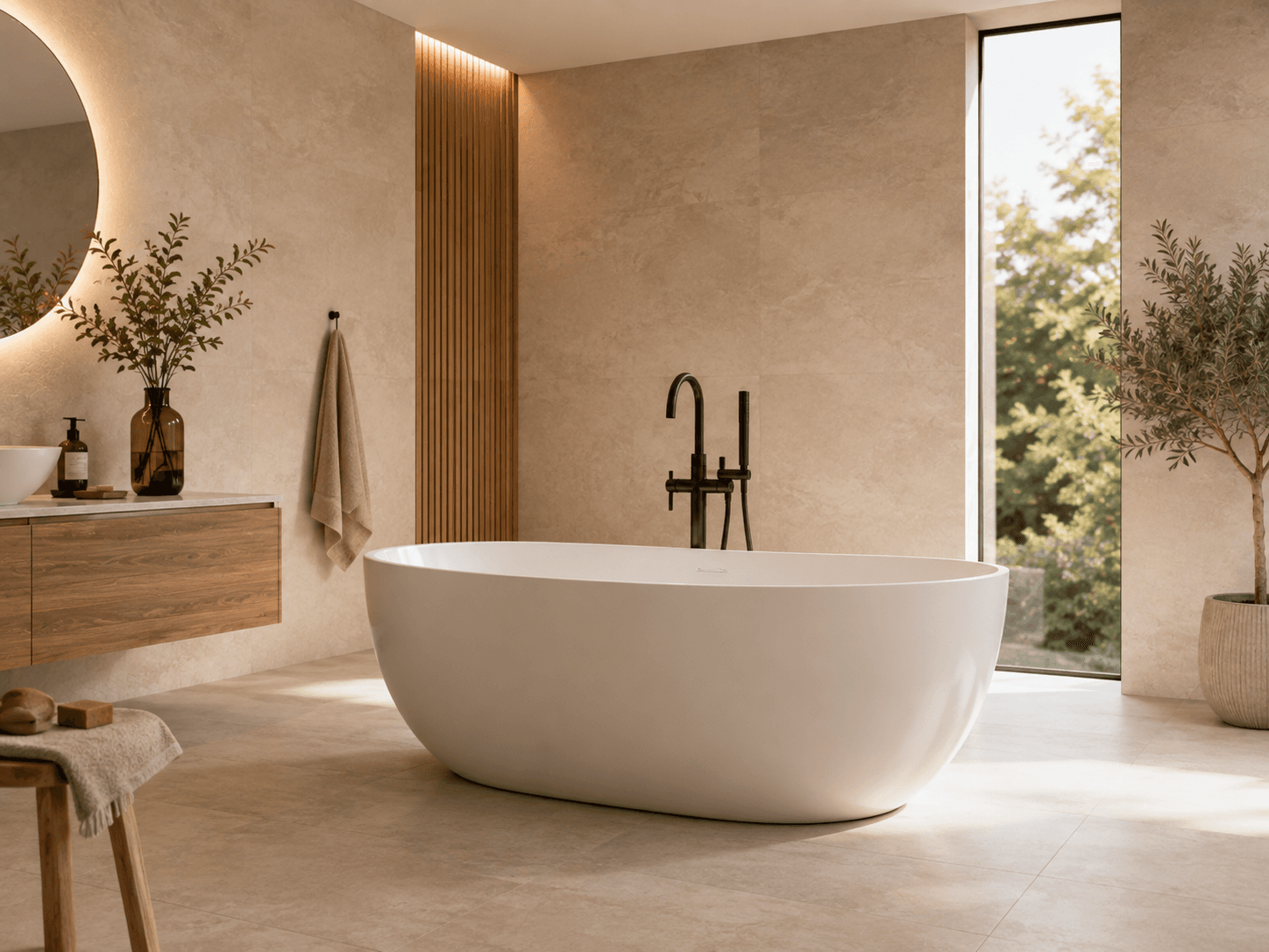 Freistehende Badewanne mit Standarmatur